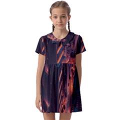 Abstract Landscape Landmark Town City Cityscape Kids  Asymmetric Collar Dress by Vaneshop