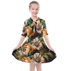 Floral Flower Blossom Bloom Flora Kids  All Frills Chiffon Dress by Vaneshop