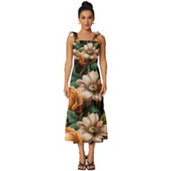 Floral Flower Blossom Bloom Flora Tie-strap Tiered Midi Chiffon Dress by Vaneshop