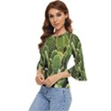 Cactus Flora Flower Nature Floral Bell Sleeve Top View2