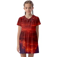 Sea Beach Sunset Sunrise Twilight Kids  Asymmetric Collar Dress by Vaneshop