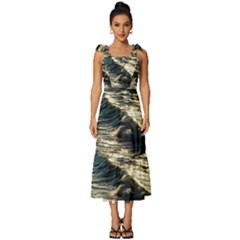 Wave Water Surface Sea Ocean Liquid Tie-strap Tiered Midi Chiffon Dress by Vaneshop