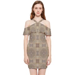 Abstract Wood Design Floor Texture Shoulder Frill Bodycon Summer Dress by Celenk