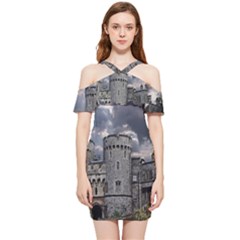 Abstract Wood Design Floor Texture Shoulder Frill Bodycon Summer Dress by Celenk