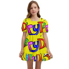 Happy Happiness Child Smile Joy Kids  Short Sleeve Dolly Dress by Celenk