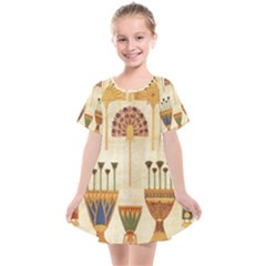 Egyptian Paper Papyrus Hieroglyphs Kids  Smock Dress by Vaneshop