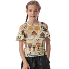 Egyptian Paper Papyrus Hieroglyphs Kids  Butterfly Cutout Tee by Vaneshop