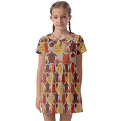 Sea Turtle Sea Life Pattern Kids  Asymmetric Collar Dress by Dutashop