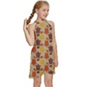 Sea Turtle Sea Life Pattern Kids  Halter Collar Waist Tie Chiffon Dress View3