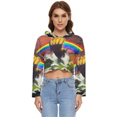 Rainbow Color Women s Lightweight Cropped Hoodie by uniart180623