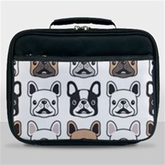 Dog-french-bulldog-seamless-pattern-face-head Lunch Bag by uniart180623