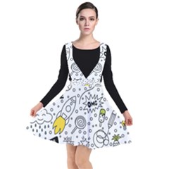 Set-cute-colorful-doodle-hand-drawing Plunge Pinafore Dress by uniart180623