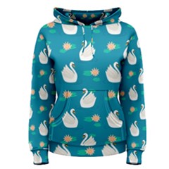 Elegant-swan-pattern-with-water-lily-flowers Women s Pullover Hoodie by uniart180623