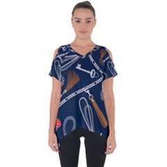 Chains-seamless-pattern Cut Out Side Drop Tee by uniart180623