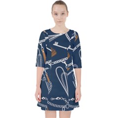 Chains-seamless-pattern Quarter Sleeve Pocket Dress by uniart180623