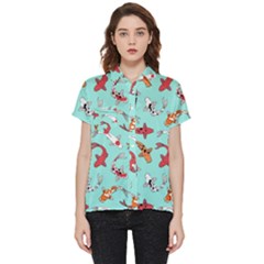 Pattern-with-koi-fishes Short Sleeve Pocket Shirt by uniart180623