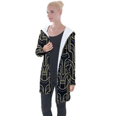 Art-deco-geometric-abstract-pattern-vector Longline Hooded Cardigan by uniart180623