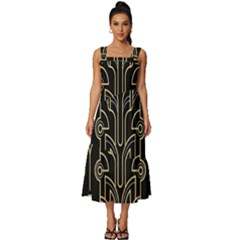 Art-deco-geometric-abstract-pattern-vector Square Neckline Tiered Midi Dress by uniart180623