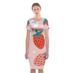 Strawberry-seamless-pattern Classic Short Sleeve Midi Dress by uniart180623