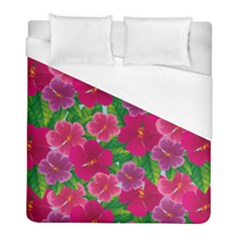 Background-cute-flowers-fuchsia-with-leaves Duvet Cover (full/ Double Size) by uniart180623