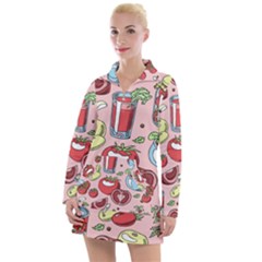 Tomato-seamless-pattern-juicy-tomatoes-food-sauce-ketchup-soup-paste-with-fresh-red-vegetables Women s Long Sleeve Casual Dress by uniart180623