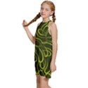 Green-abstract-stippled-repetitive-fashion-seamless-pattern Kids  Halter Collar Waist Tie Chiffon Dress View2