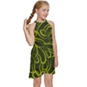 Green-abstract-stippled-repetitive-fashion-seamless-pattern Kids  Halter Collar Waist Tie Chiffon Dress View3