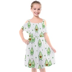 Cute-seamless-pattern-with-avocado-lovers Kids  Cut Out Shoulders Chiffon Dress by uniart180623