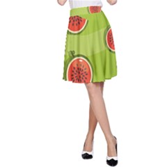 Seamless-background-with-watermelon-slices A-line Skirt by uniart180623