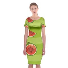 Seamless-background-with-watermelon-slices Classic Short Sleeve Midi Dress by uniart180623