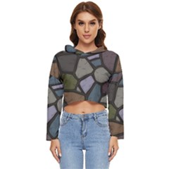 Cartoon-colored-stone-seamless-background-texture-pattern - Women s Lightweight Cropped Hoodie by uniart180623