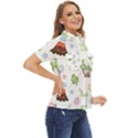 Cute-palm-volcano-seamless-pattern Women s Short Sleeve Double Pocket Shirt View2