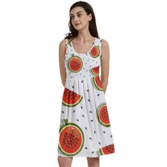 Seamless-background-pattern-with-watermelon-slices Classic Skater Dress by uniart180623