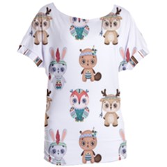 Cute-cartoon-boho-animals-seamless-pattern Women s Oversized Tee by uniart180623