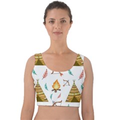 Cute-cartoon-native-american-seamless-pattern Velvet Crop Top by uniart180623