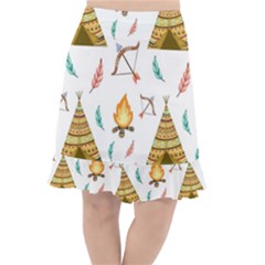 Cute-cartoon-native-american-seamless-pattern Fishtail Chiffon Skirt by uniart180623