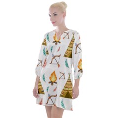 Cute-cartoon-native-american-seamless-pattern Open Neck Shift Dress by uniart180623