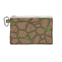 Cartoon-brown-stone-grass-seamless-background-texture-pattern Canvas Cosmetic Bag (medium) by uniart180623