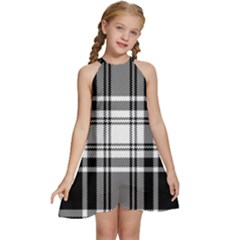 Pixel-background-design-modern-seamless-pattern-plaid-square-texture-fabric-tartan-scottish-textile- Kids  Halter Collar Waist Tie Chiffon Dress by uniart180623