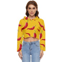 Chili-vegetable-pattern-background Women s Lightweight Cropped Hoodie by uniart180623