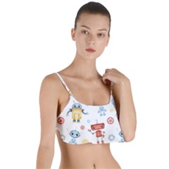 Cute-cartoon-robots-seamless-pattern Layered Top Bikini Top  by uniart180623