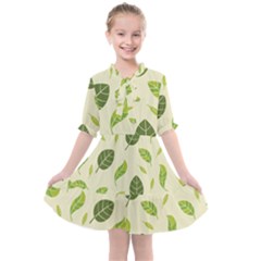 Leaf-spring-seamless-pattern-fresh-green-color-nature Kids  All Frills Chiffon Dress by uniart180623