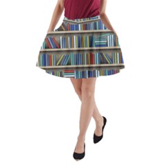 Bookshelf A-line Pocket Skirt by uniart180623