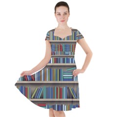 Bookshelf Cap Sleeve Midi Dress by uniart180623