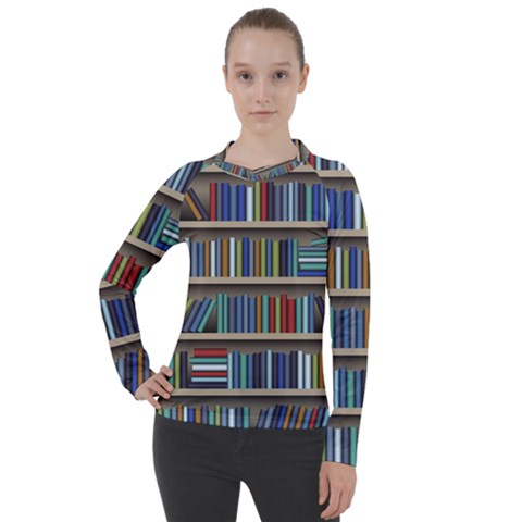 Bookshelf Women s Pique Long Sleeve Tee by uniart180623