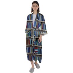 Bookshelf Maxi Satin Kimono by uniart180623