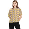 Yellow-mushroom-pattern One Shoulder Cut Out Tee View1