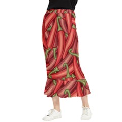 Seamless-chili-pepper-pattern Maxi Fishtail Chiffon Skirt by uniart180623