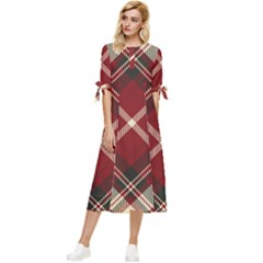 Tartan-scotland-seamless-plaid-pattern-vector-retro-background-fabric-vintage-check-color-square-geo Bow Sleeve Chiffon Midi Dress by uniart180623