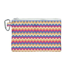 Zigzag-pattern-seamless-zig-zag-background-color Canvas Cosmetic Bag (medium) by uniart180623